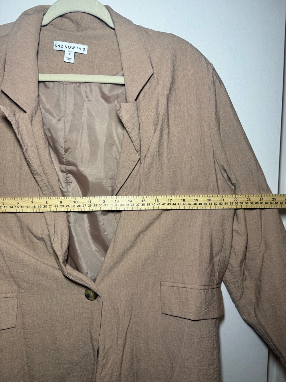 AND NOW THIS Women's Beige Tan Lined Button Blazer Jacket, Relaxed Fit, Size 1X - Picture 5 of 6